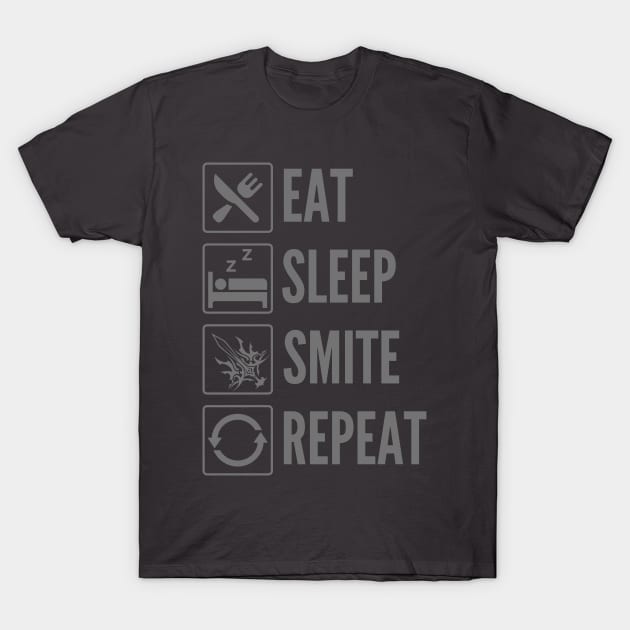 "Eat, Sleep, Smite, Repeat" Paladin Print T-Shirt by DungeonDesigns